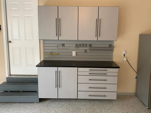 Cabinets With Slatwall And Work Counter