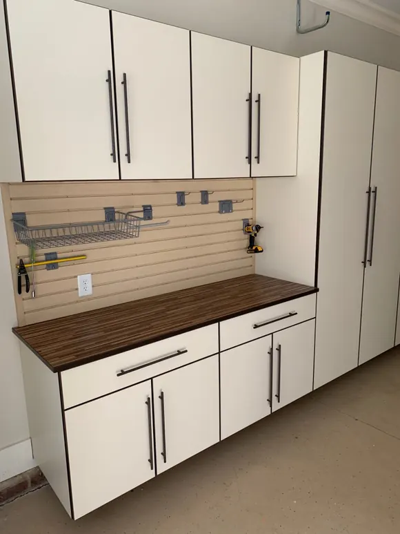 Custom Cabinets With Slatwall Work Counter E1567538151550