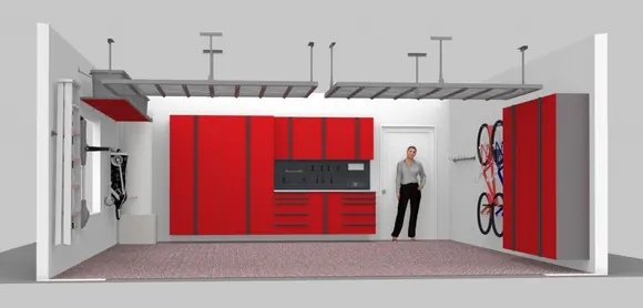 Red Cabinets Garage