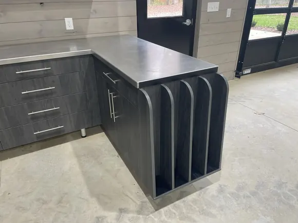 End Of Cabinet Details On Custom Garage Cabinet Installation