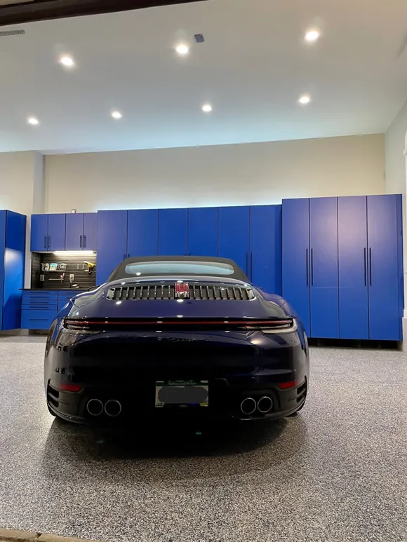 Tega Cay Custom Blue Garage Cabinets And Epoxy Floor Coating Scaled