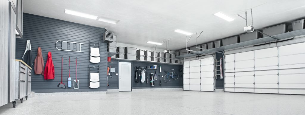 custom garage flooring and garage shelving