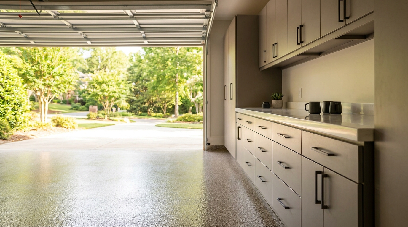 Garage Workbench Cabinets That Match the Room