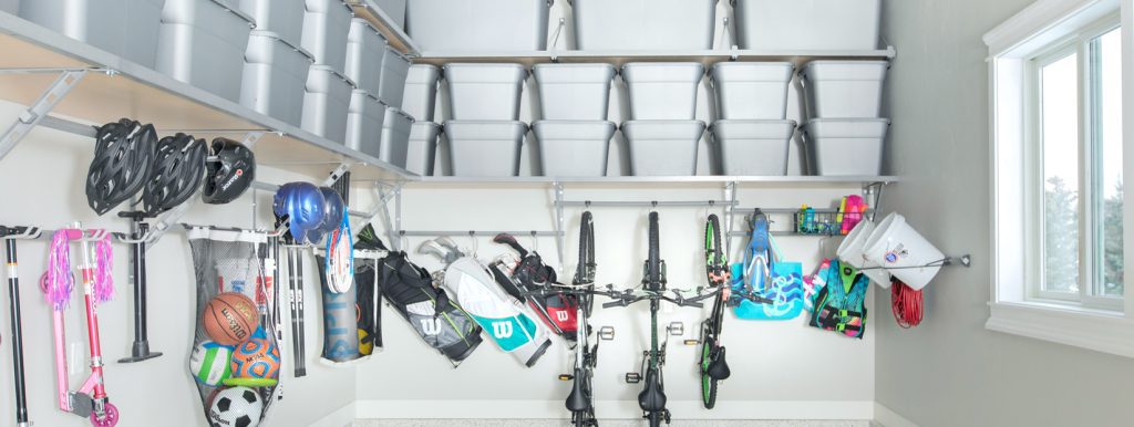 shelving and hooks for garage organization